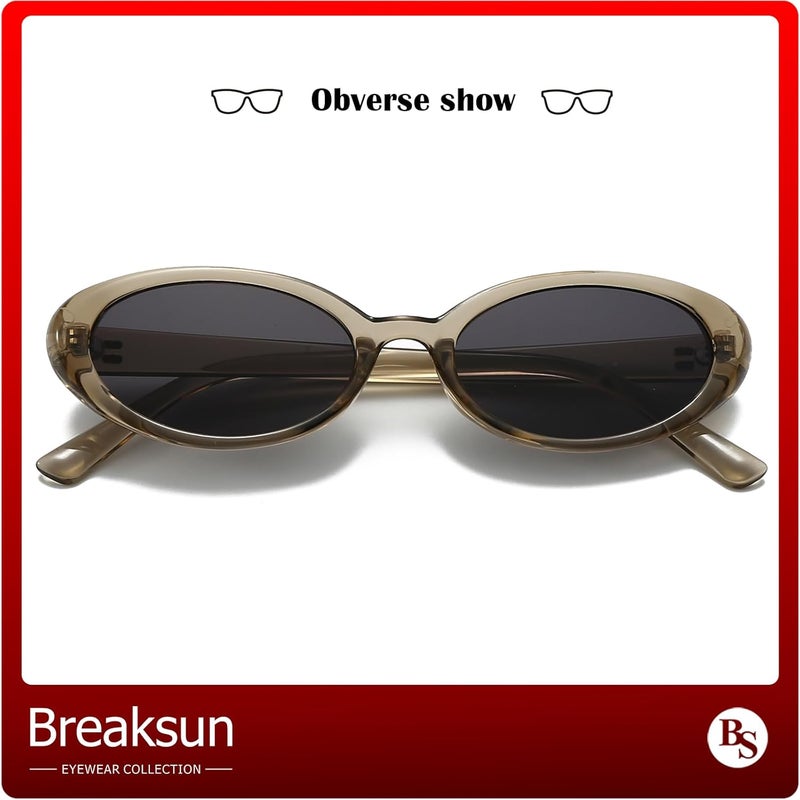 Breaksun Retro Oval Sunglasses for Women Men Fashion Small Oval Sunglasses 90s Vintage Shades - Image 2